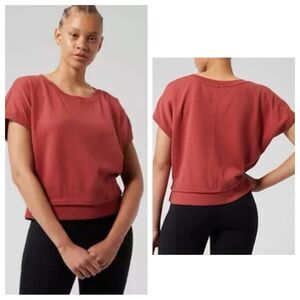 Athleta Sundown Shirred boxy heavyweight tshirt style lightweight sweatshirt m